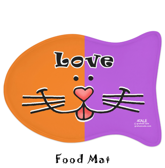 cat love face food mat