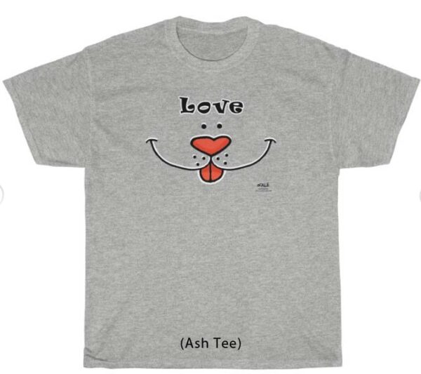 dog love face ash tee