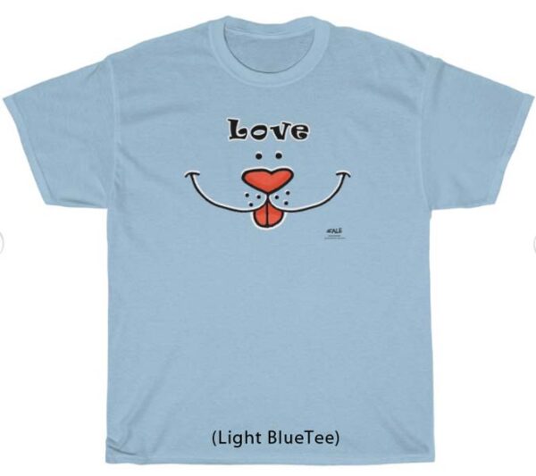 dog love face blue tee