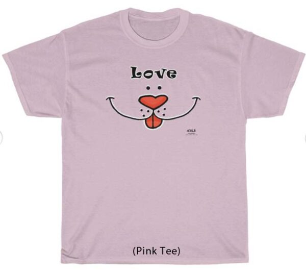 dog love face pink tee