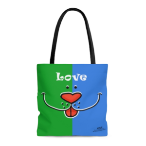 dog love face tote bags