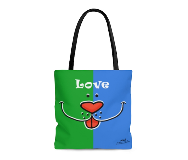 dog love face tote bags