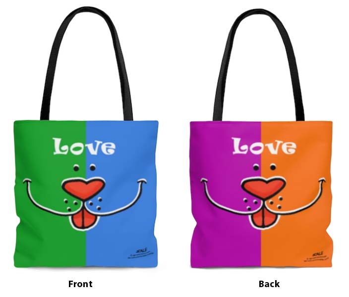 love dogs face tote bags