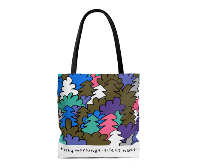 frosty mornings silent nights cozy fires starry nights winter wholesale tote bags