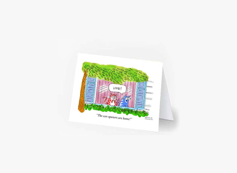 look the can openers are home greeting cards