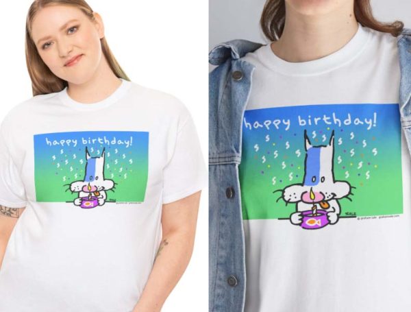 happy birthday cat t-shirt