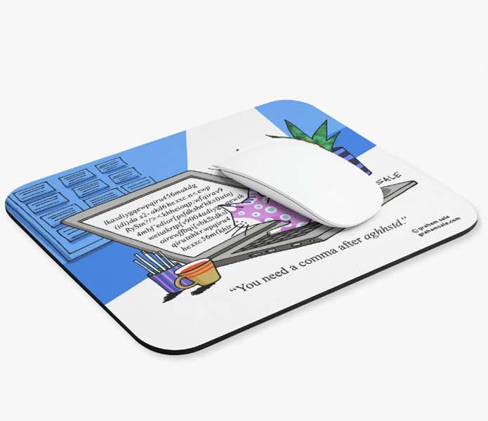 cats on a computer you missed a comma mousepad