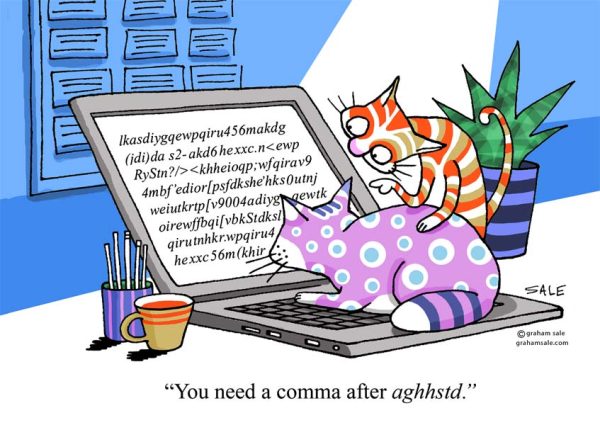 cats on a computer you missed a comma