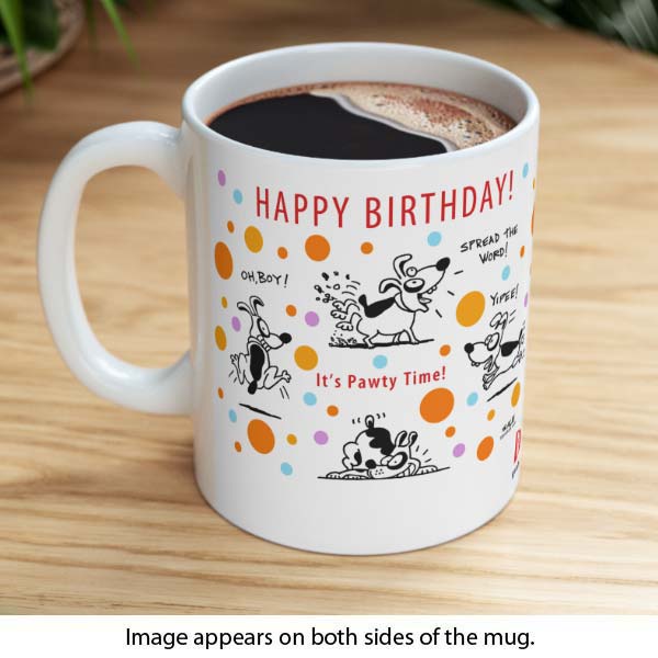 happy birthday pawty dogs mug