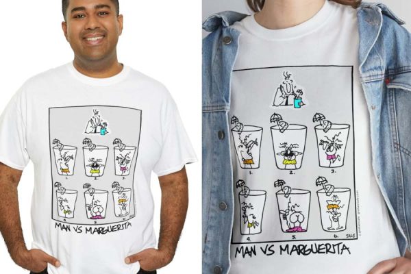 man vs margarita t-shirt