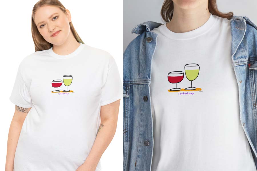 i go boyh ways red wine white wine t-shirt