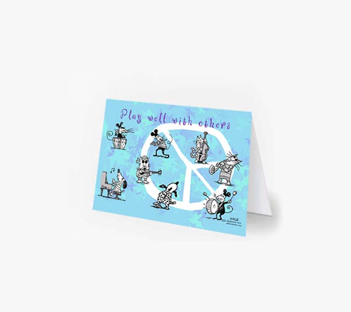 playing well with others greeting cards