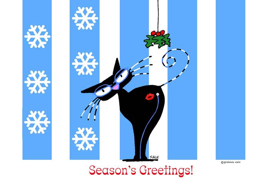 seasons greetings mistletoe cat