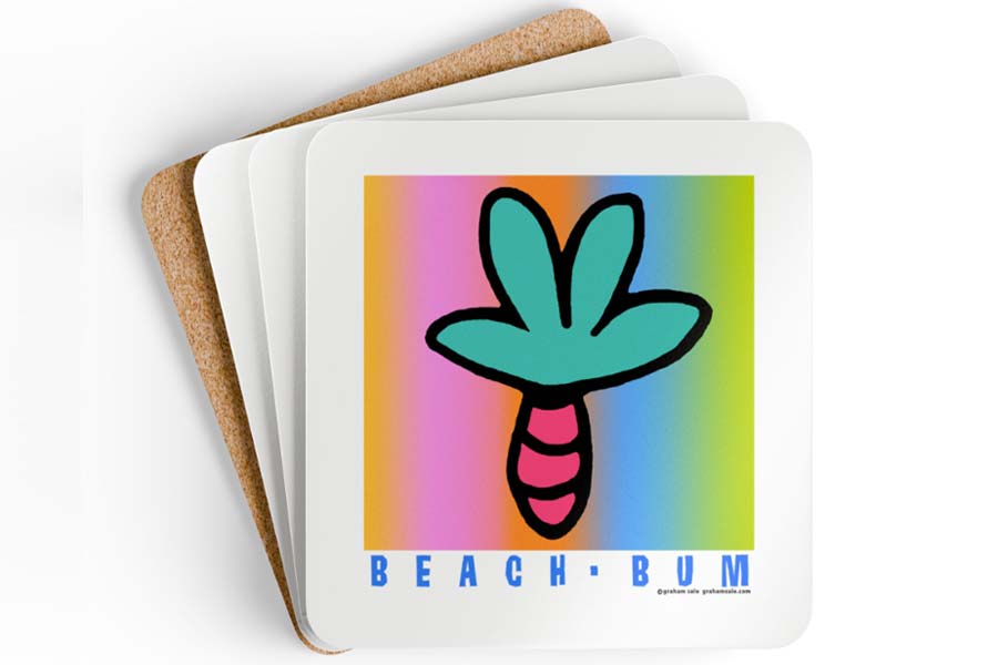 beach bum drink coaster set of 4