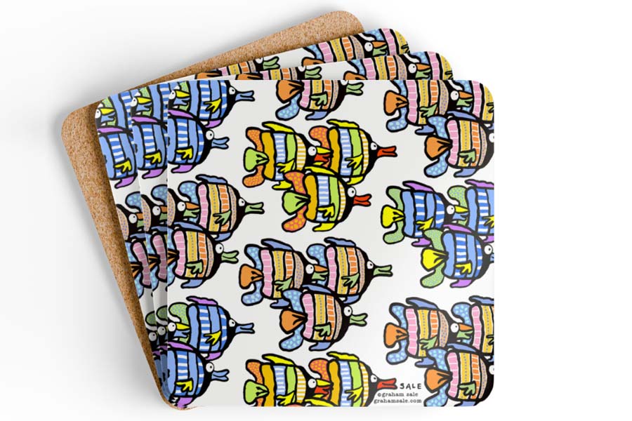 angel fish pattern drink coaster