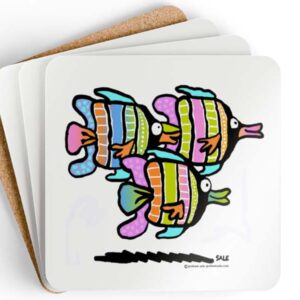 angel fish tropical drink coaster set