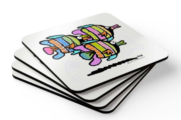 angel fish tropical drink coaster set