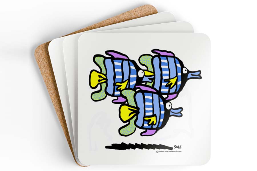 blue angel fish drink coasters