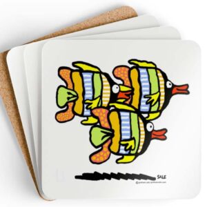 angel fish mango drink coaster set