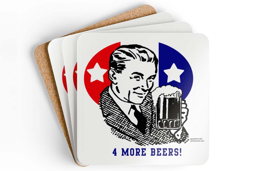 4more beers drink coaster set