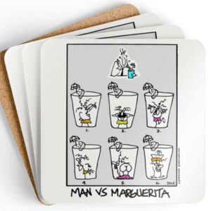 man vs margarita drink coaster set