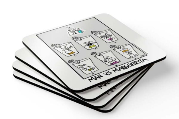 man vs margarita drink coaster set