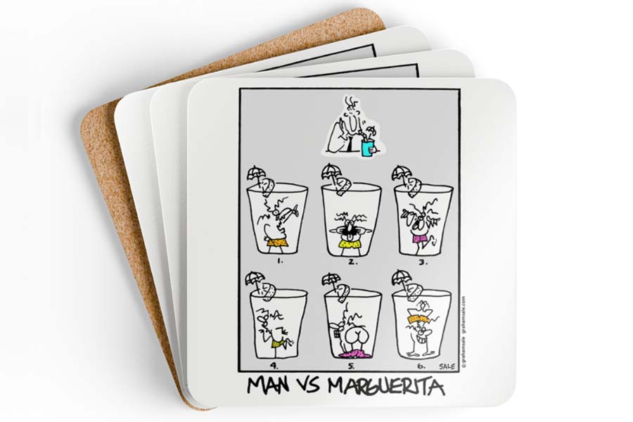 man vs margarita drink coaster set