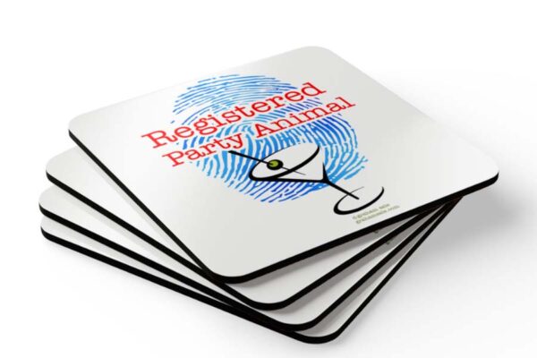 registered party animal drink coaster set