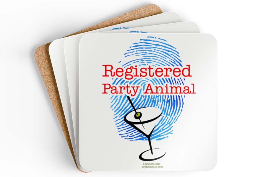 registered party animal drink coaster set