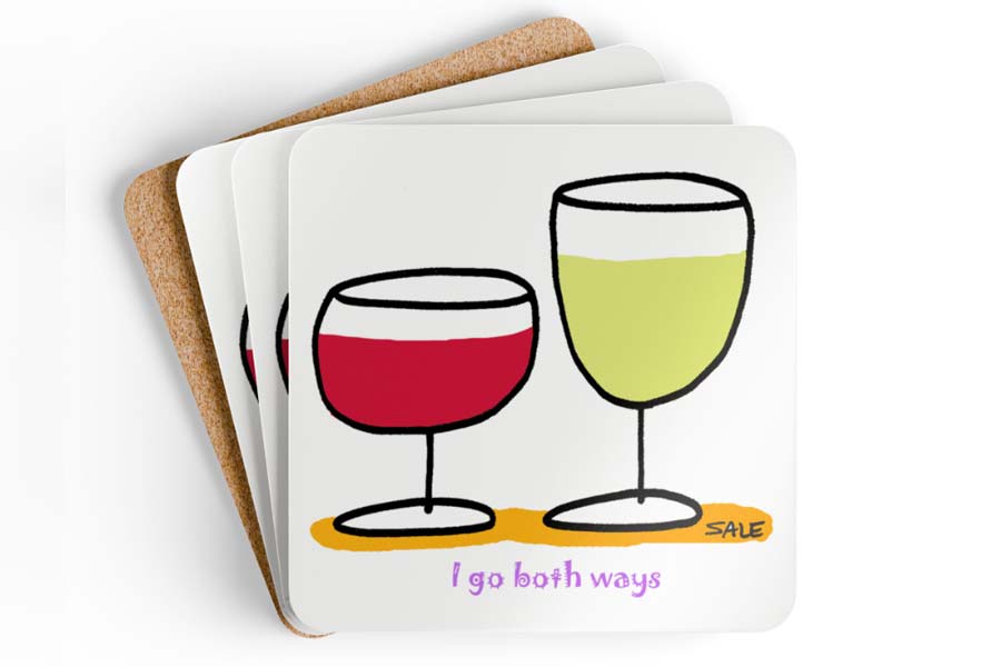 i go both ways wine drink coaster set