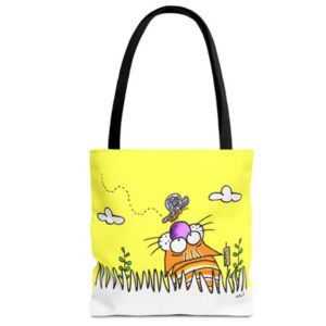 cat butterfly fun tote bag