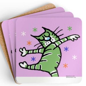 cat dancer fun drink coaster set