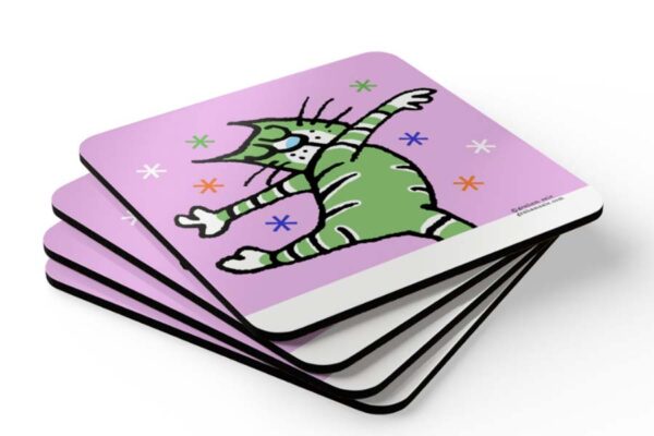 cat dancer fun drink coaster set