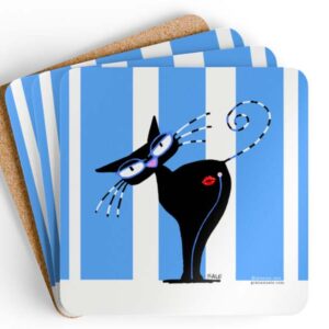cat kiss my ass fun drink coaster set