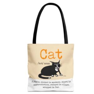 cats are riddles soaked in mystery dipped in contradiction steeped in allure wrapped in fur tote bags