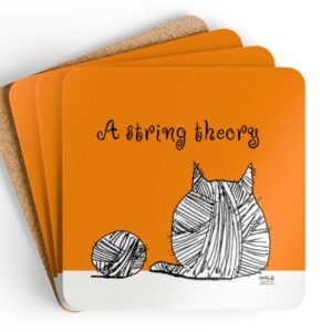 a string theory cat drink coaster set