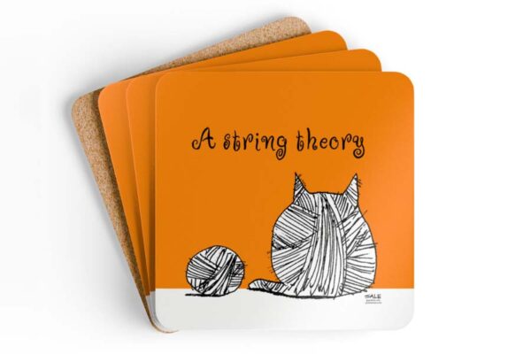 a string theory cat drink coaster set