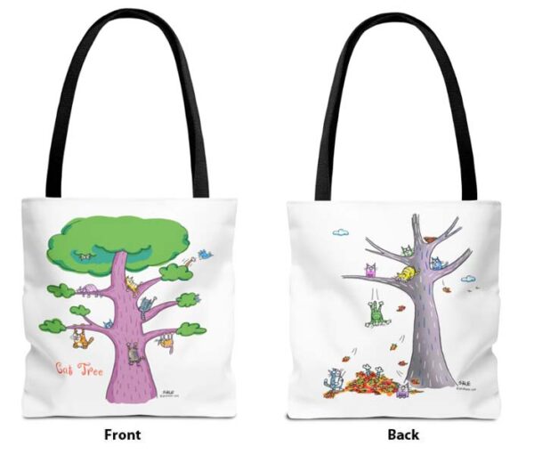 cat tree tote bag