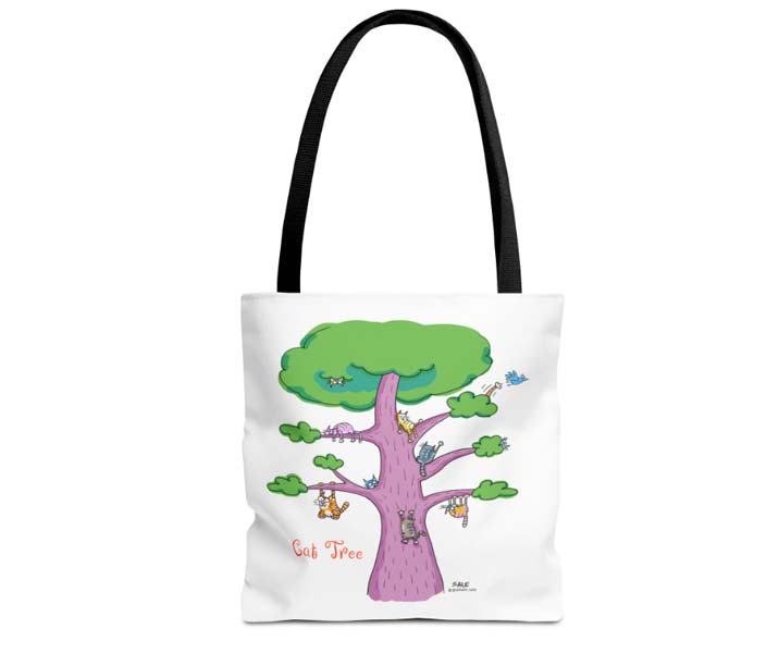 cat tree tote bag