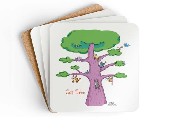 cat tree drink coaster set