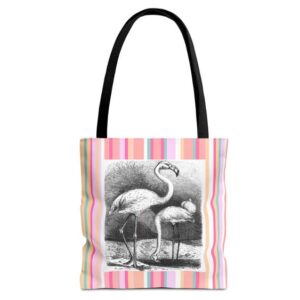 flamingos beach tote bag