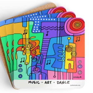 music art dance drink coaster set