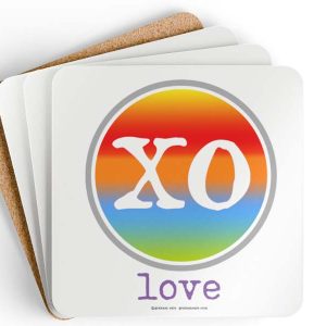 pride love xo drink coasters