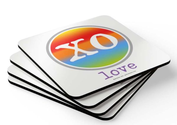 pride love xo drink coasters