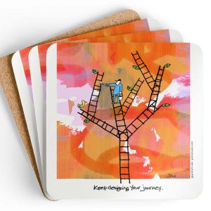 keep designing your journey drink coasters