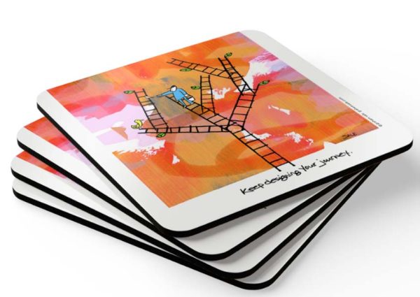 keep designing your journey drink coasters