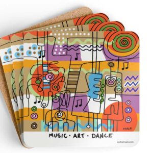 music art dance brown drink coaster set
