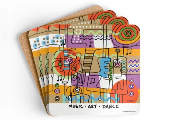 music art dance brown drink coaster set