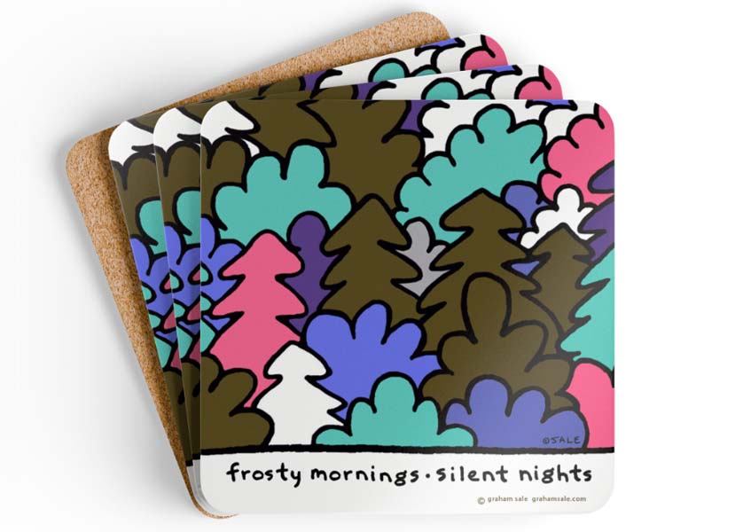 frosty mornings cozy nights drink coasters