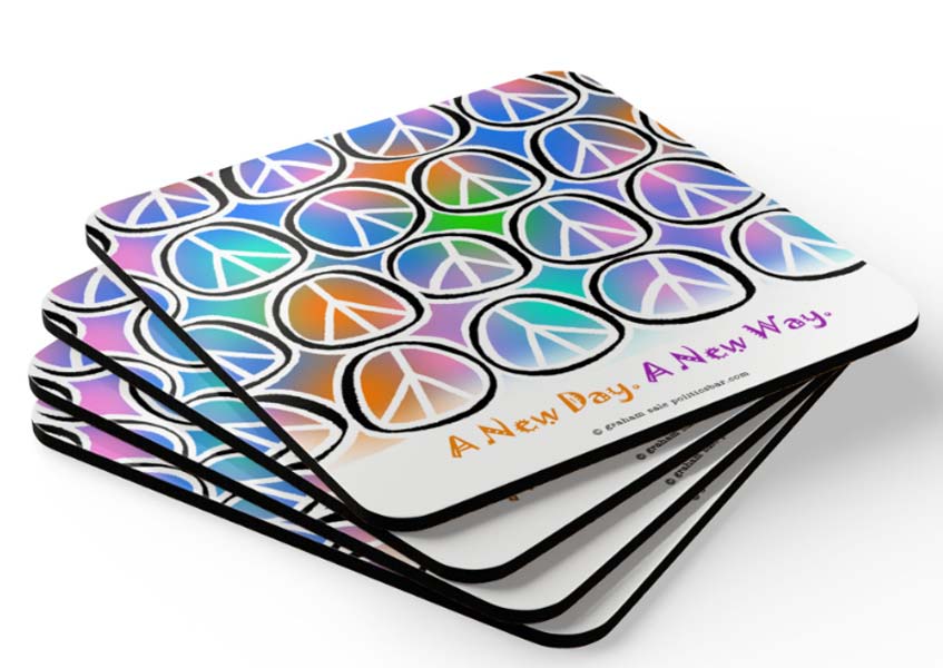 peace signs a new day a new way drink coasters